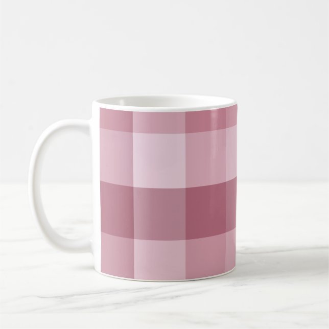Taza De Café Diseño de Cuadro de Gingham Rosa (Izquierda)