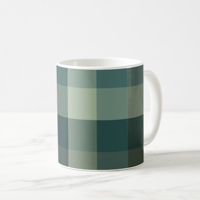 Taza De Café Diseño de Cuadro de Gingham Verde  (Anverso derecho)