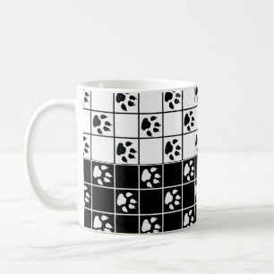 Taza De Café Diseño de cuadros patas garras blanco negro