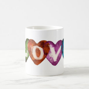 Taza De Café Diseño de cuatro corazones de amor de color