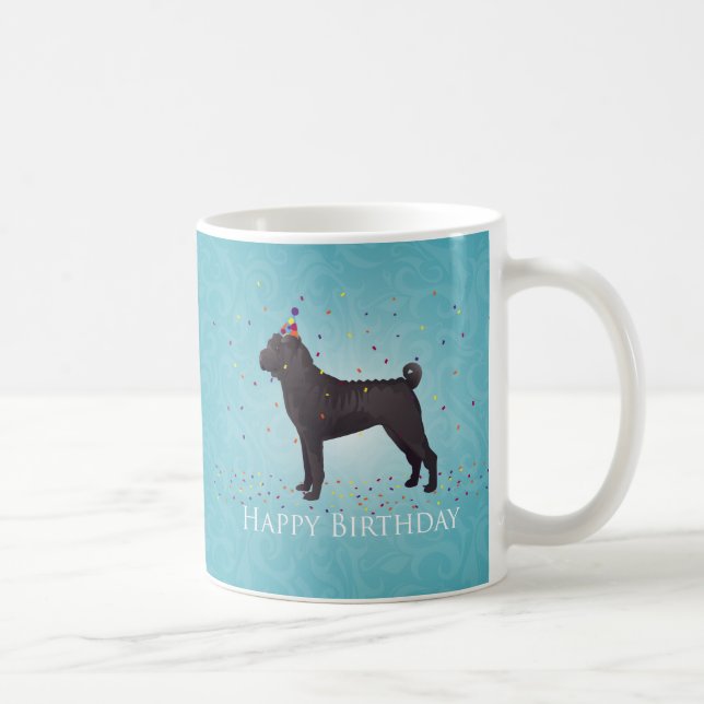 Taza De Café Diseño de cumpleaños de Black Shar Pei (Derecha)