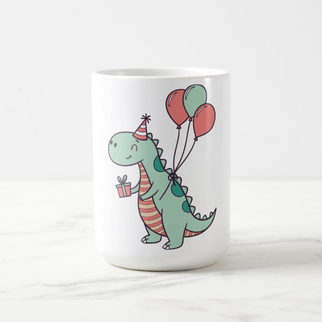 Taza De Café Diseño de cumpleaños de Dinosaurio Personalizado C (Centro)