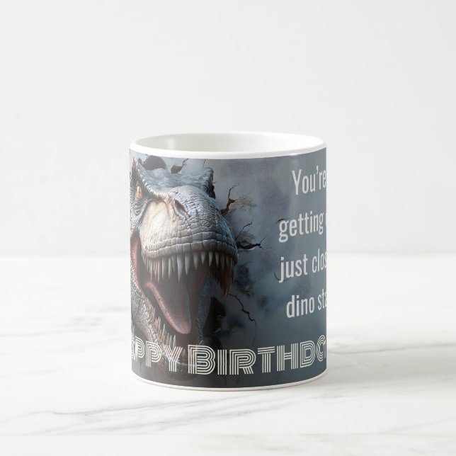 Taza De Café Diseño de cumpleaños de Fun Dino T-rex (Centro)