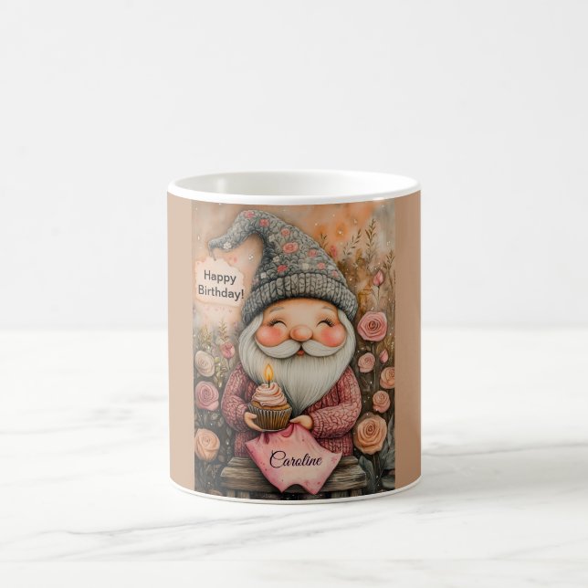 Taza De Café Diseño de cumpleaños de personalizable Gnome (Centro)