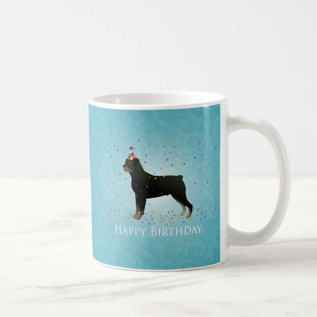 Taza De Café Diseño de cumpleaños de Rottweiler (Derecha)