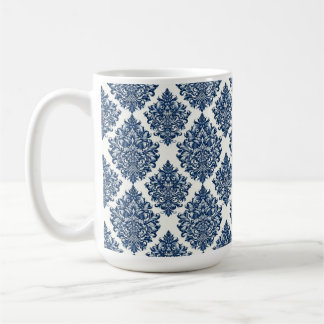 Taza De Café diseño de damasco azul