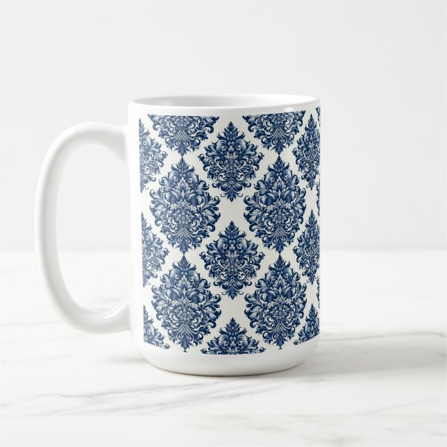 Taza De Café diseño de damasco azul (Izquierda)