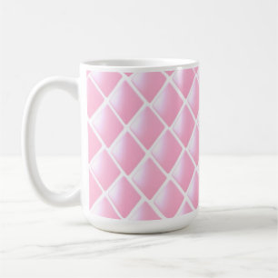 Taza De Café Diseño de Diamante Rosa y Blanco