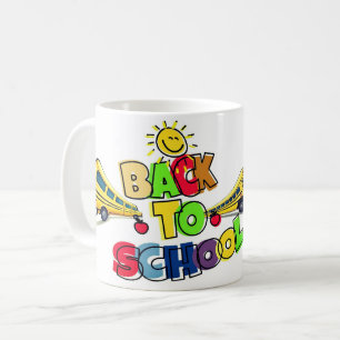 Taza De Café Diseño de dibujos animados coloridos de regreso a 
