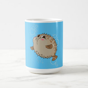 Taza De Café Diseño de Dibujos Animados de Vida Marina Fugu