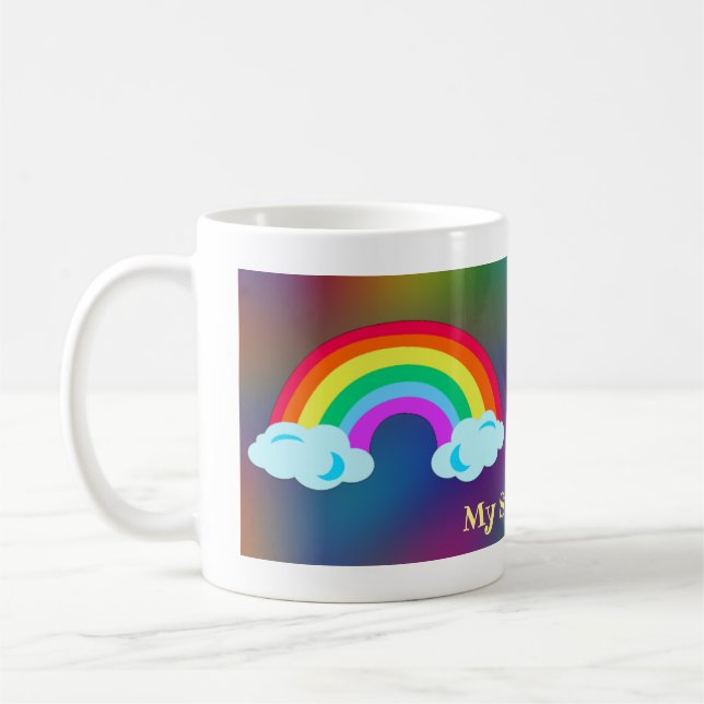 Taza De Café Diseño de diversión con arcoiris de Personalizado  (Izquierda)
