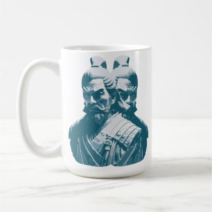 Taza De Café Diseño de dos estatuas de samuráis japoneses