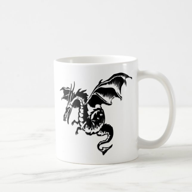 Taza De Café Diseño de dragón volador blanco (Derecha)