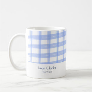 Taza De Café Diseño de Entramado Azul Simplemente Moderno