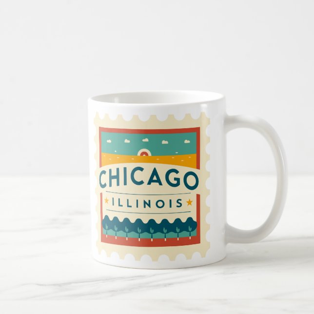 Taza De Café Diseño de época de Chicago Illinois (Derecha)