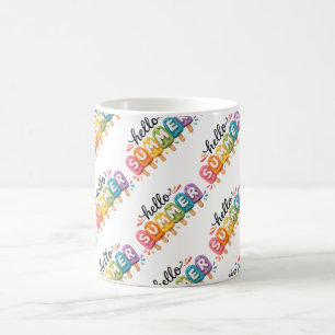 Taza De Café Diseño de estambre falso de Verano Saludo