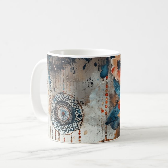 Taza De Café Diseño de estilo boho con dreamcatchers (Anverso izquierdo)