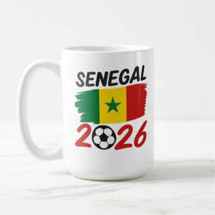 Taza De Café Diseño de fanático de fútbol Senegal 2026 con estr