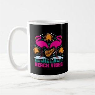 Taza De Café Diseño de Flamencos Rosados Beach Vibes