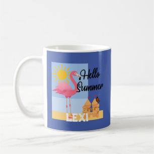 Taza De Café Diseño de flamencos rosados de verano (Hello Summe
