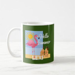 Taza De Café Diseño de flamencos rosados de verano (Hello Summe