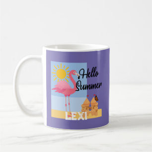 Taza De Café Diseño de flamencos rosados de verano (Hello Summe