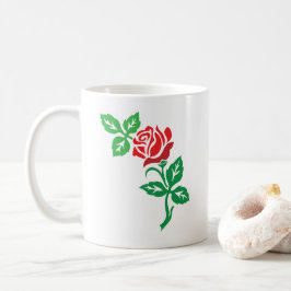 Taza De Café Diseño de Flor de Rosa Roja – Belleza Floral Clási