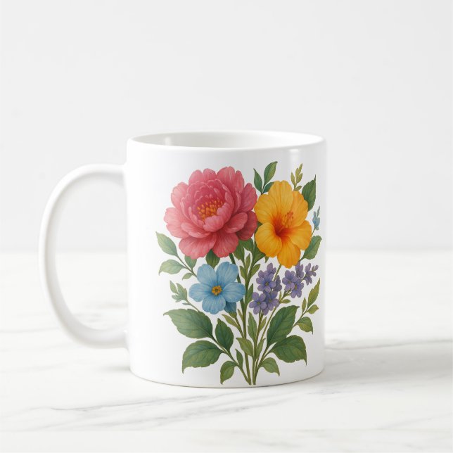 Taza De Café Diseño de flores Café Mug (Izquierda)