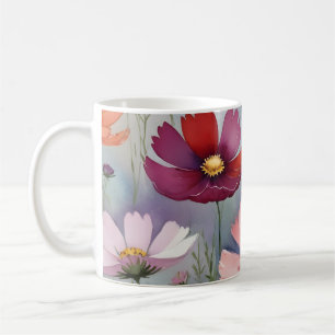 Taza De Café Diseño de flores de cosmos coloridas