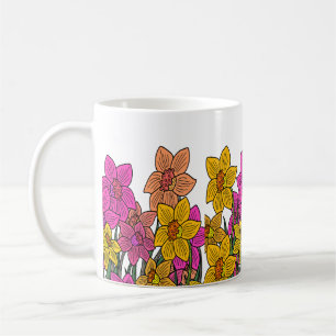 Taza De Café Diseño de flores de Daffodils coloridas