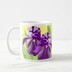 Taza De Café Diseño de flores de iris púrpura
