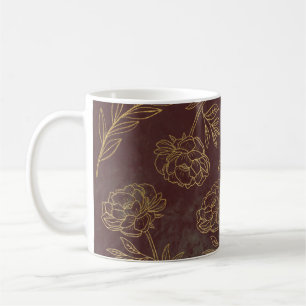 Taza De Café Diseño de flores doradas