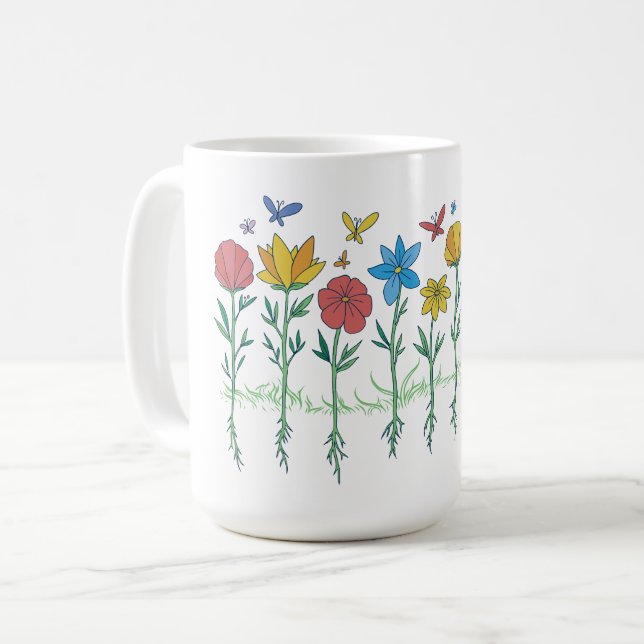 Taza De Café diseño de flores en crecimiento (Anverso izquierdo)