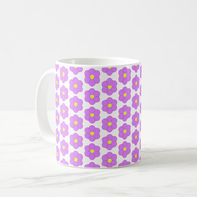 Taza De Café Diseño de flores moradas (Anverso izquierdo)
