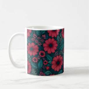 Taza De Café Diseño de flores rojas