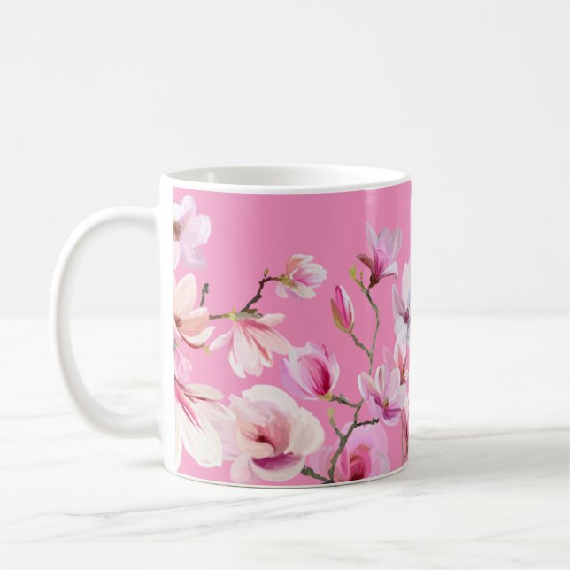 Taza De Café Diseño de flores rosadas de Sakura (Izquierda)