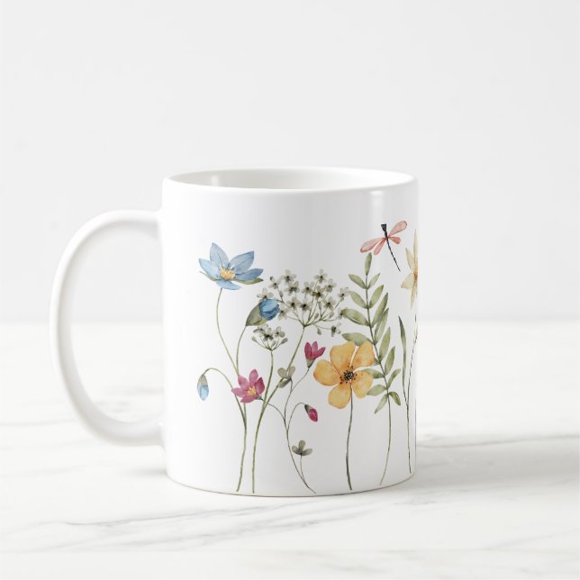 Taza De Café Diseño de flores silvestres (Izquierda)