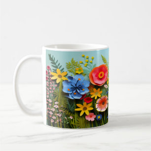 Taza De Café Diseño de Flores Silvestres 3D
