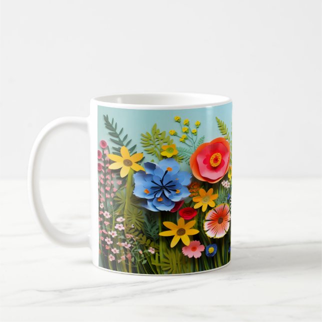 Taza De Café Diseño de Flores Silvestres 3D (Izquierda)