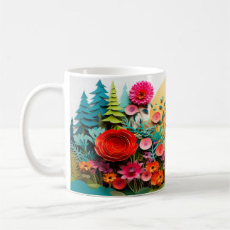 Taza De Café Diseño de Flores Silvestres 3D
