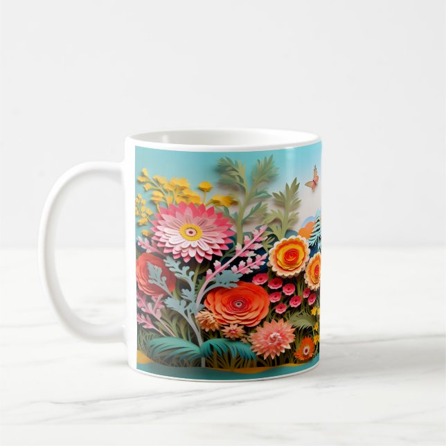Taza De Café Diseño de Flores Silvestres 3D (Izquierda)