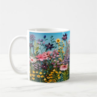 Taza De Café Diseño de Flores Silvestres 3D