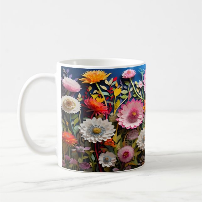 Taza De Café Diseño de Flores Silvestres 3D (Izquierda)