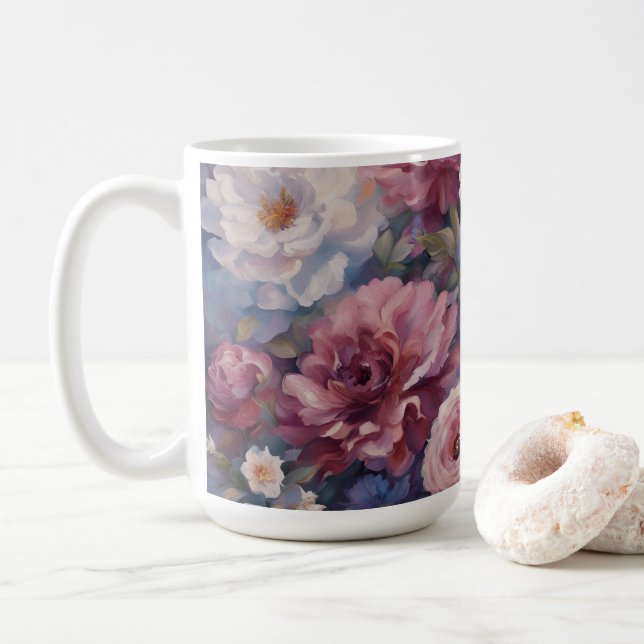 Taza De Café Diseño de flores silvestres sucias (Con donut)