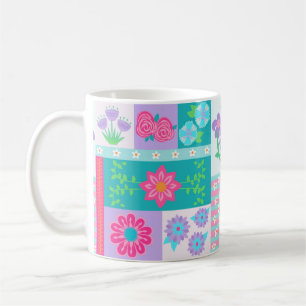 Taza De Café Diseño de flores vibrantes en flor