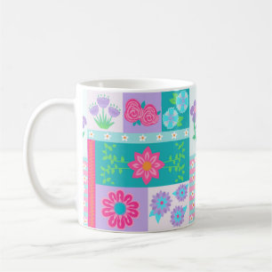 Taza De Café Diseño de flores vibrantes en flor