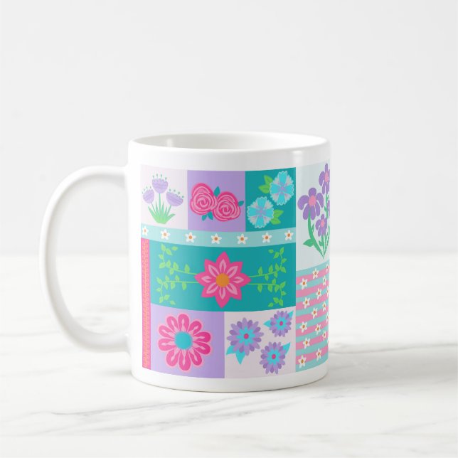 Taza De Café Diseño de flores vibrantes en flor (Izquierda)