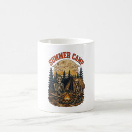 Taza De Café Diseño de fogata de campamento de esqueleto de ver