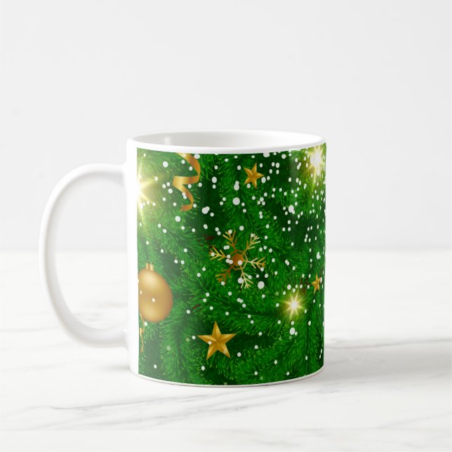 Taza De Café Diseño de fondo de árboles de Navidad-67181 (Izquierda)