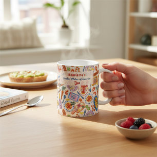 Taza De Café Diseño de Foodie dibujado a mano caprichoso Patrón